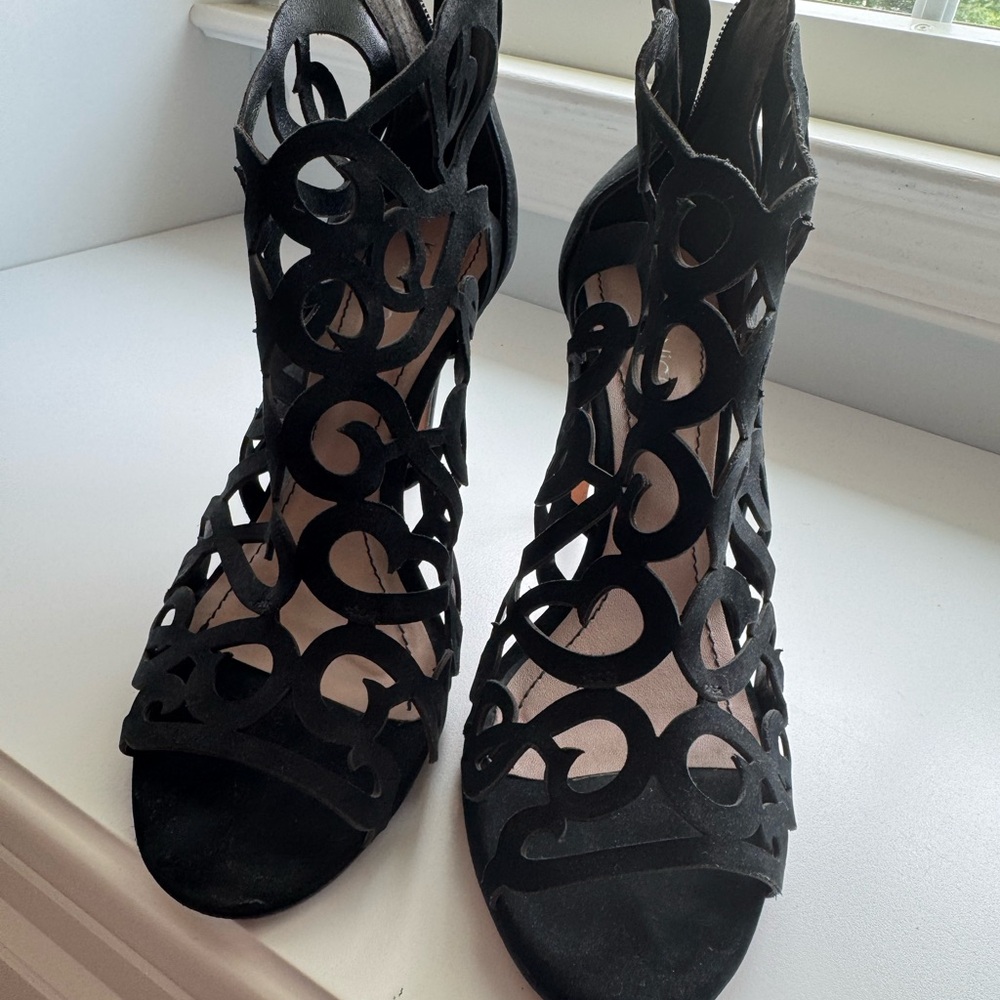Anthropologie Black Cutout Heels